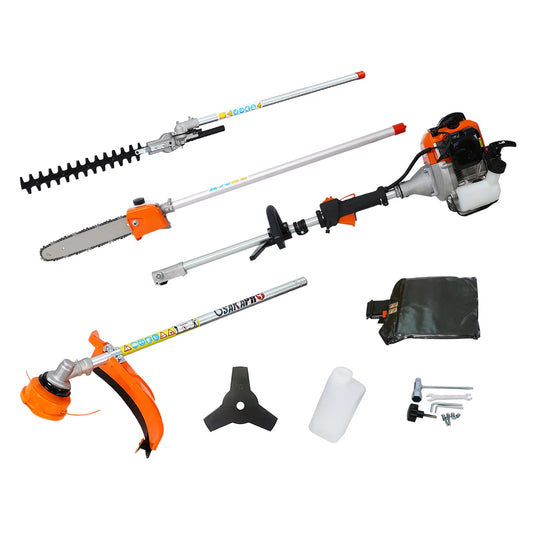 4 in 1 Multi-Functional Trimming Tool 56CC 2-Cycle Garden Tool System with Gas Pole Saw Hedge Trimmer Grass Trimmer and Brush Cutter EPA Compliant